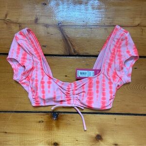 NEW NWT Xhilaration Women’s Swimsuit Top Size Small Coral Tie-dye